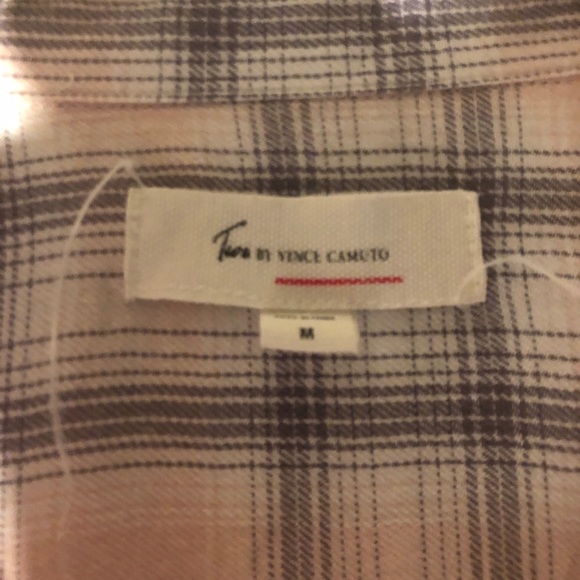 Two by Vince Camuto | Soft pink plaid button-down - Picture 5 of 6